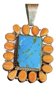 Navajo Large Sterling Silver Rectangular Pendant, Signed Daniel Mike.