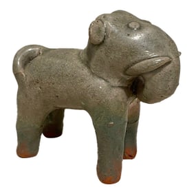 Antique Glazed Terracotta Elephant From Thailand
