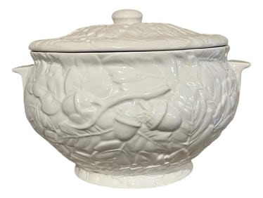 Vintage White Ironstone Acorns and Leaves Soup Tureen