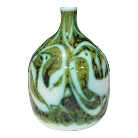 Alessio Tasca for Raymor Vase, Ceramic, Green and White, Signed
