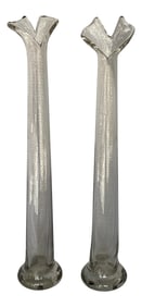 1960s Mid-Century Modern Biomorphic Glass Vases - a Pair