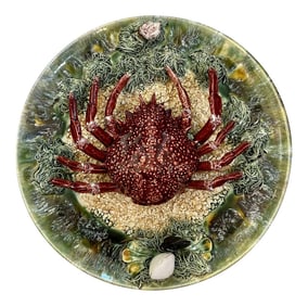 Majolica Palissy Portuguese Spider Crab Wall Plate,C.1940