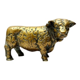 Antique English Solid Brass Decorative Bull