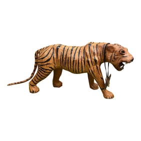 1970s Small Tiger Sculpture With Bow