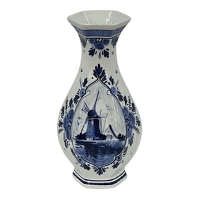 Blue Delft Vase Signed by Artist