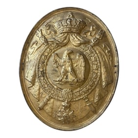 Antique French 1st Empire Gilt Tin Notary Plaque, C. 1804-1814