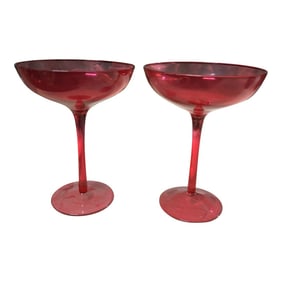 1960s Bright Red Champagne Glasses- Set of 2