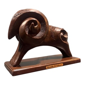 Vintage French Wooden Ram Figure