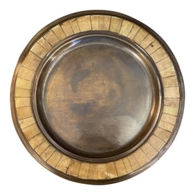 1970s Decorative Brass Plate With Stone Details