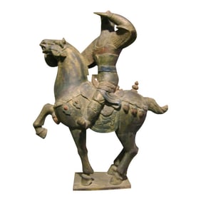 Antique Chinese Warrier on Horse Sculpture