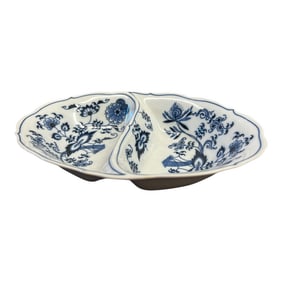 1970s Blue Danube Divided Vegetable Serving Bowl