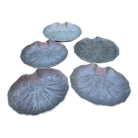Late 20th Century Collection of Pewter Shell Bowls- Set of 5