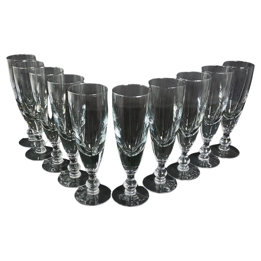 Elegant Set of 10 Large 24 cm Vintage Crystal Wine Glasses, 20th Century (1 of 9)