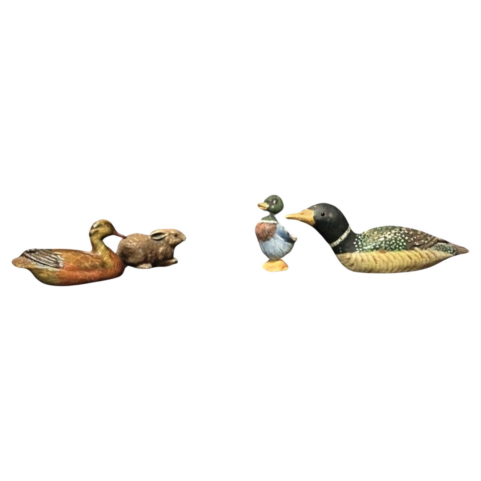 Set of 4 Small Animal Figurines - Duck and Rabbit Statuettes (1 of 4)