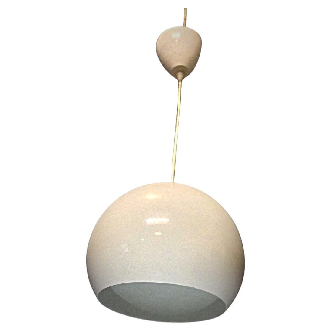 Vintage 60's Enamel Metal Hanging Lamp - Retro Suspension Light (1 of 7)
