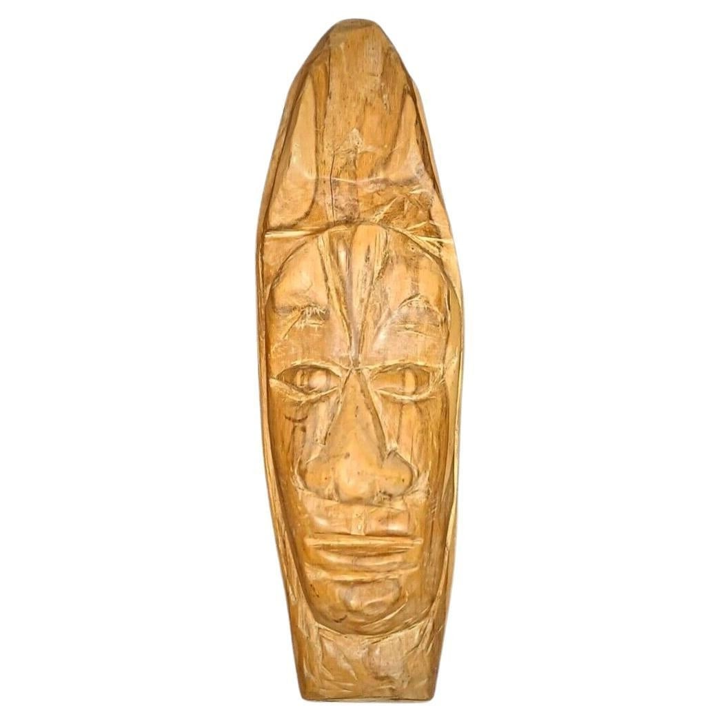 Antique Guatemalan Hand-Carved Wooden Mask Sculpture with Original Label (1 of 7)