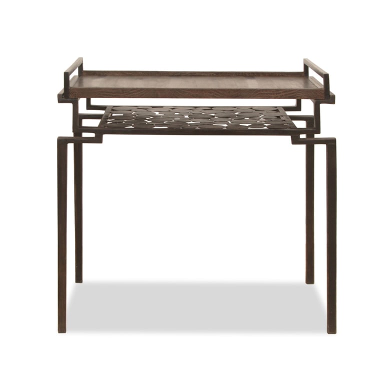 R & Y Augousti Tray Side Table with Snakeskin Tray: Title: R & Y Augousti Tray Side Table with Snakeskin Tray Description: Indulge in the sophistication of the R & Y Augousti Tray Side Table with Snakeskin Tray, a true testament to refined craftsmanshi