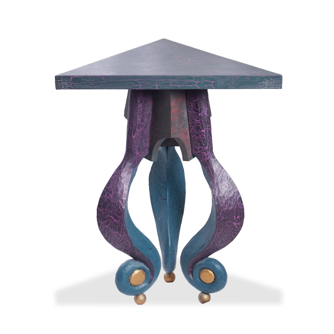 Vintage Post Modern Occasional or Console Table: Title: Vintage Post Modern Occasional or Console Table Description: This Vintage Postmodern Occasional or Console Table is a sculptural statement piece that captures the bold, playful spirit of 1980s