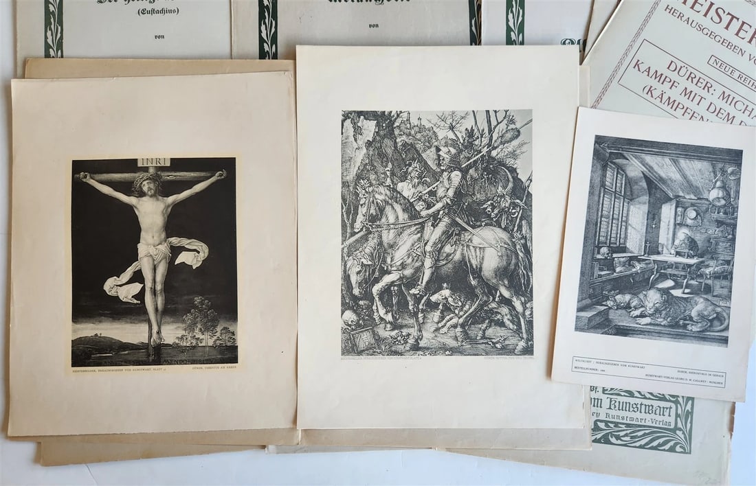1900s ALBRECHT DURER lot of 10 GERMAN ART PUBLICATIONS FOLIO ANTIQUE: LOT of 10 GERMAN ART PUBLICATIONS MEISTERBILDER FURS DEUSCHE HAUS Munich; n.d. (c. early 1900s) With reproductions of Albrecht Durer works Folio. Size 10.5 by 14.5 inches -------------------------- Pl