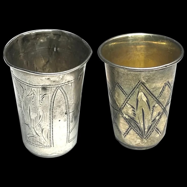 Two Antique Russian Silver Vodka Cups for Shot 84 (1 of 12)