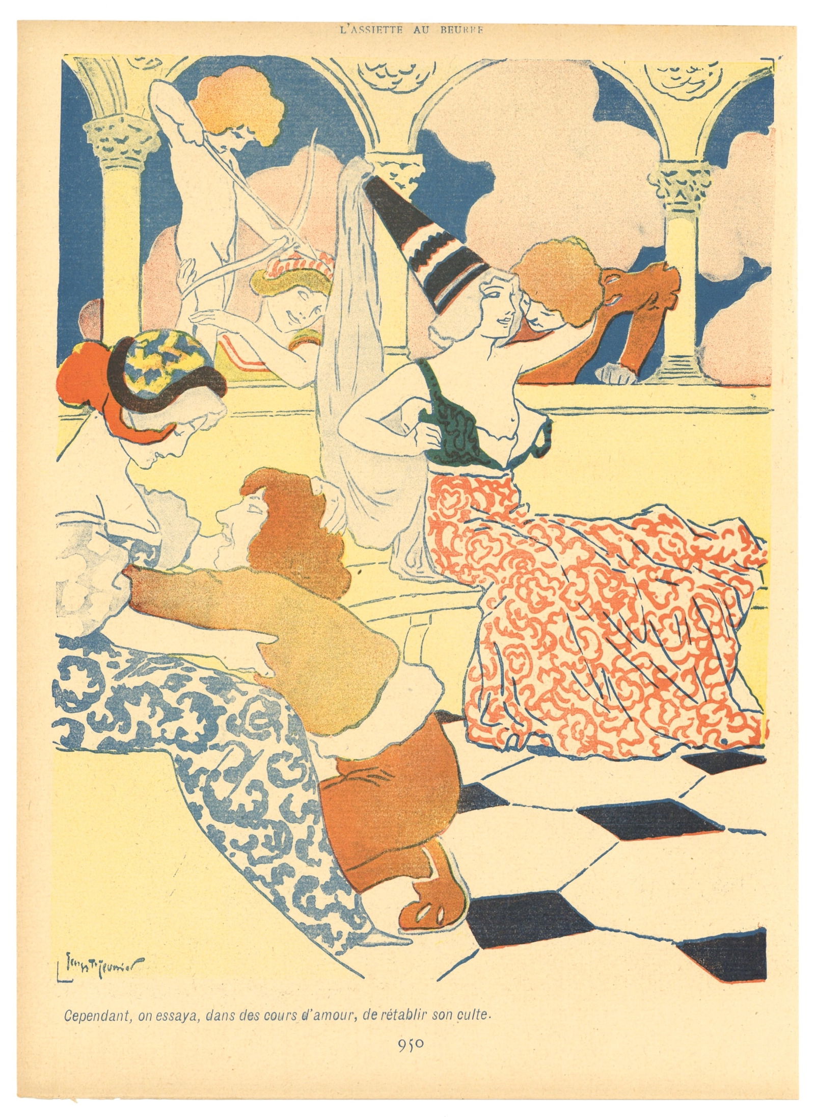 Georges Meunier lithograph, 1902: Title: Georges Meunier lithograph, 1902 Description: Medium: lithograph. Printed in 1902 for L'Assiette au Beurre (a satirical French journal which expressed political and social commentary through li