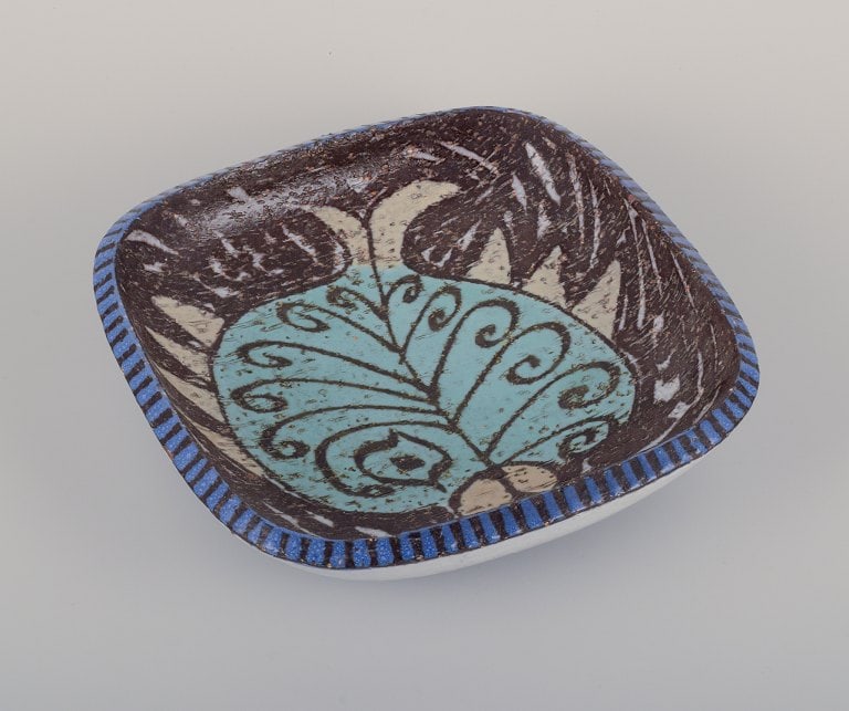 Mari Simmulson for Upsala Ekeby, Sweden. Large ceramic bowl with a fish motif.: Title:Mari Simmulson for Upsala Ekeby, Sweden. Large ceramic bowl with a fish motif. Description:Mari Simmulson (1911-2000) for Upsala Ekeby, Sweden. Large ceramic bowl with a fish motif. Ca. 1960. Mo