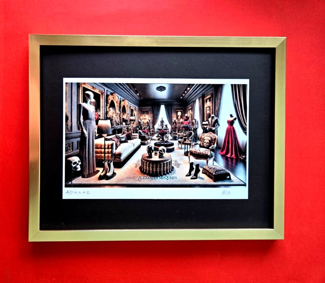 ALEXANDER DULAC ALEXANDER McQUEEN Hand Signed Authentic Print LtdEd of 10 COA!: Up for Sale is this Beautiful and Elegant Hand Signed Authentic Giclee by renowned contemporary artist ALEXANDER DU LAC " ALEXANDER MCQUEEN SPIRIT" The print is mounted and framed. The area covered by