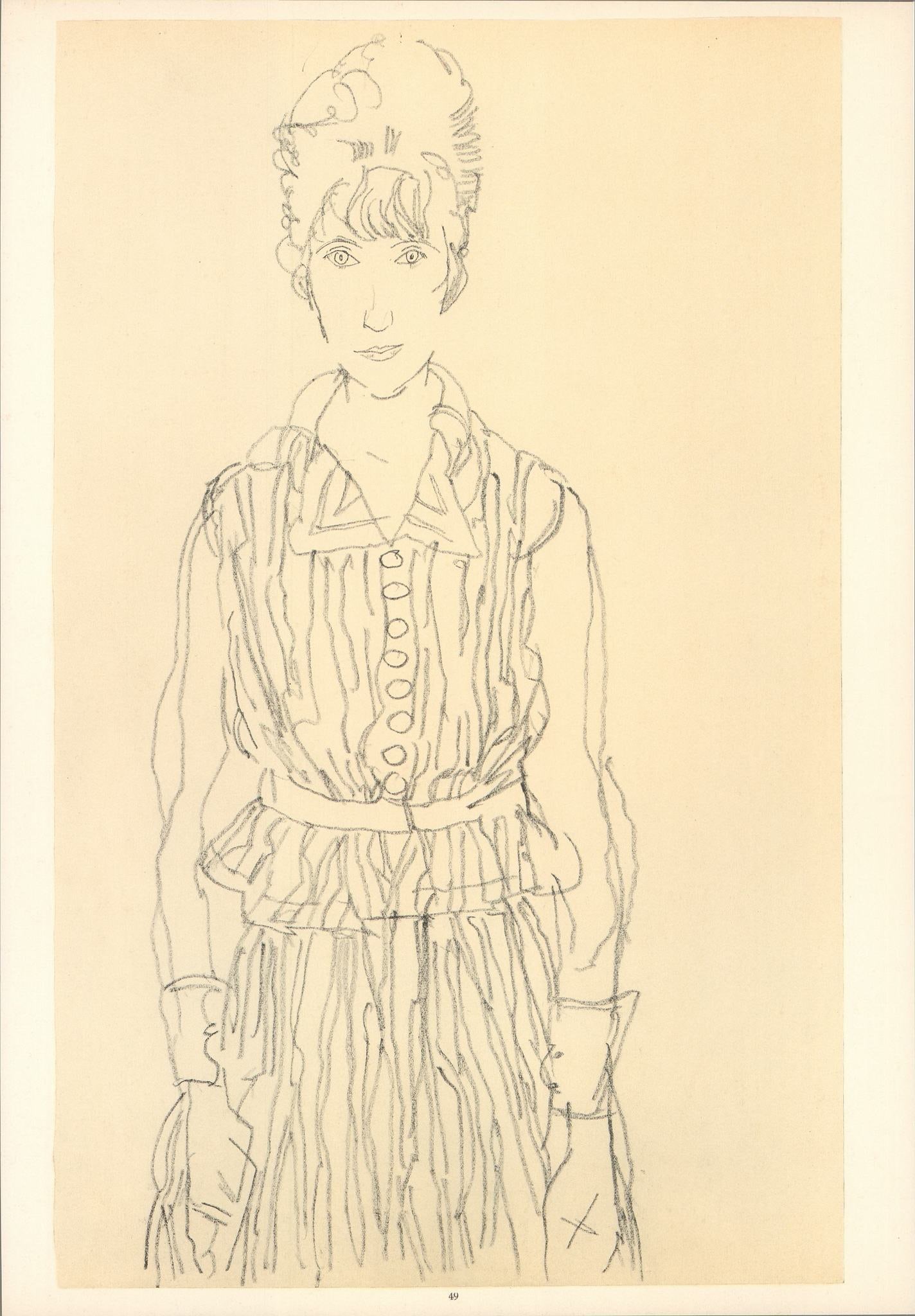 Schiele Lithograph 49 Portrait of Edith Schiele: Artist:Egon Schiele Country:Austria Title:Portrait of Edith Schiele Medium:Lithograph - 49 Marks:Signed in plate Printed:1968 by Max Jaffe, Vienna Austria Paper:Heavy paper 20 x 14 inch Provenan