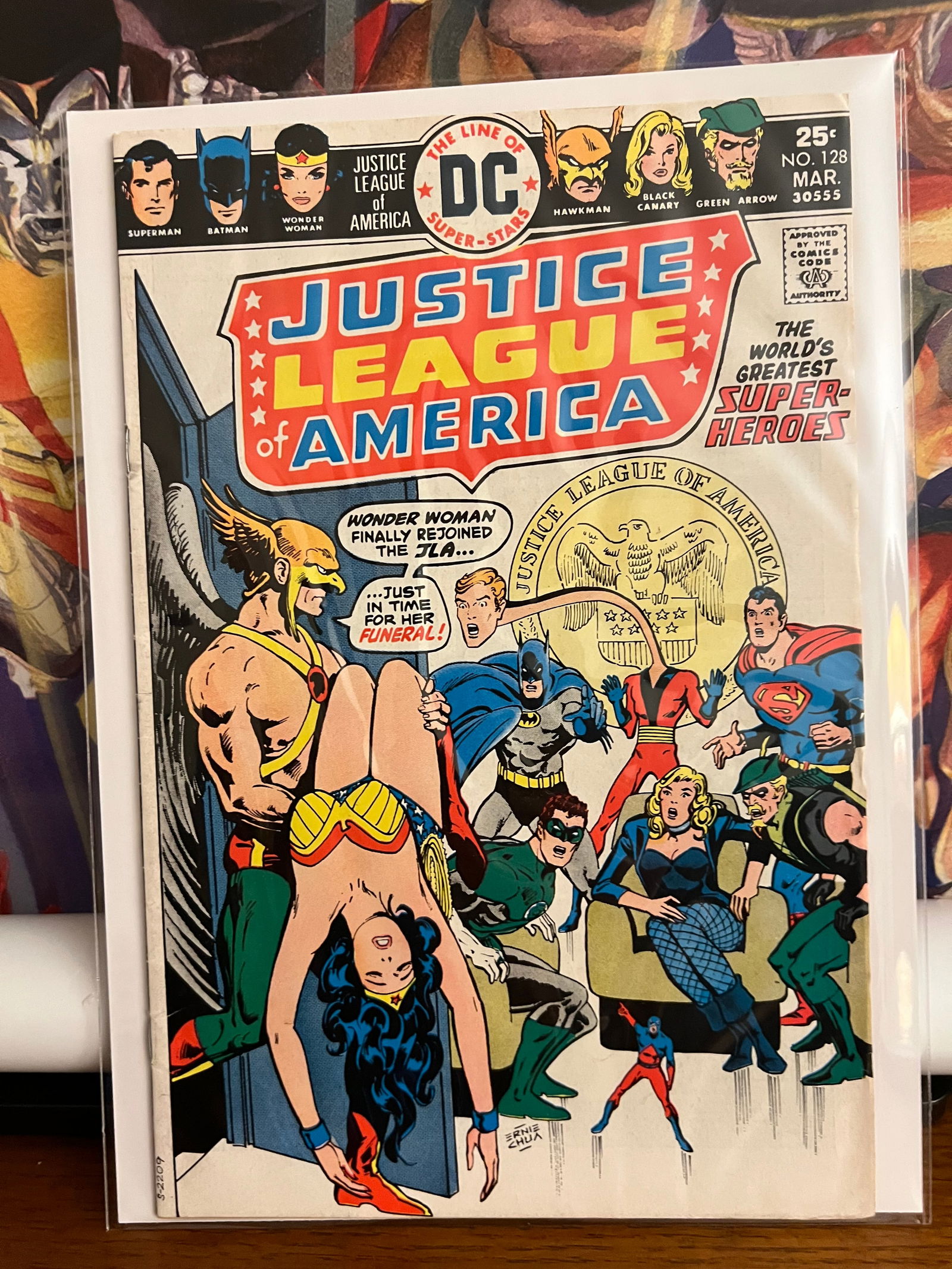 JLofA #128: Title: JLofA #128 Description: Wonder Woman Rejoins 1976 Materials: DC Comics Reserve: $19.00 Shipping: Domestic: Shipping rates are determined by destination International: Foreign shipping rates are