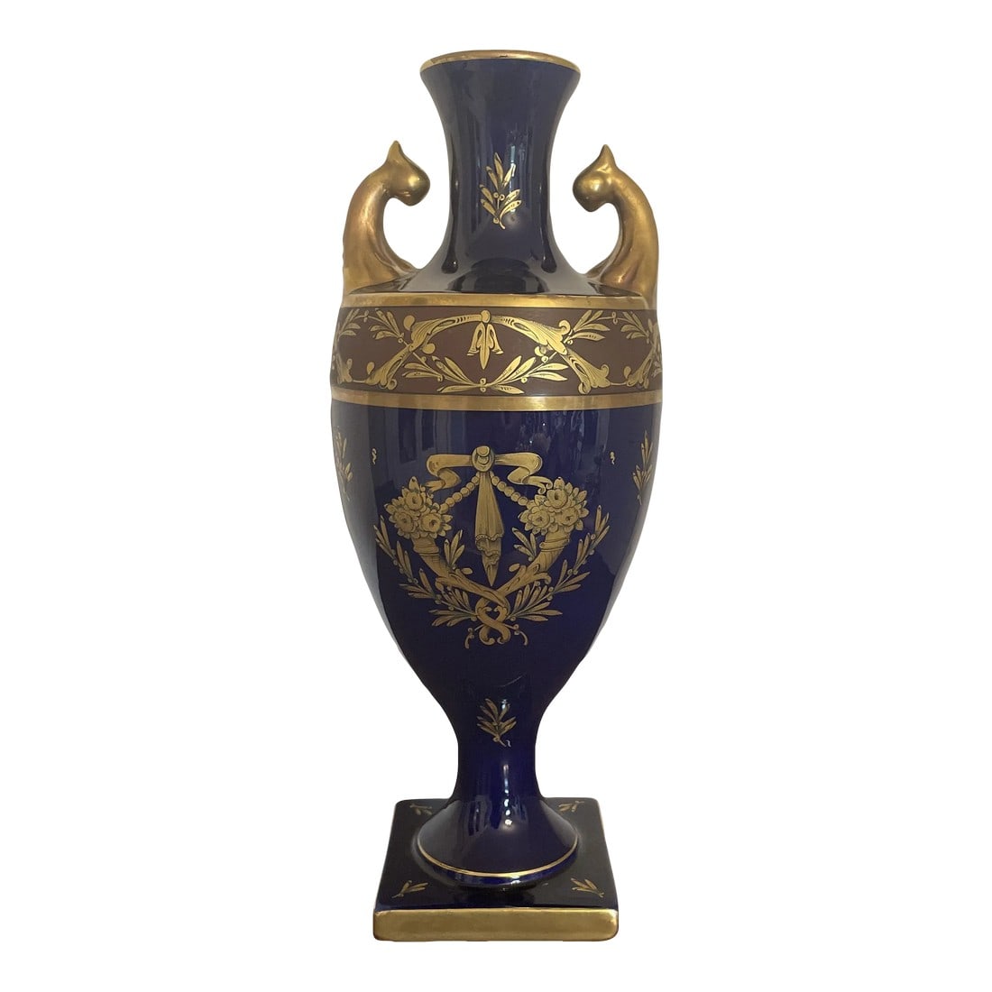 Antique Late 19th Century French Cobalt and Gold Urn