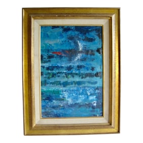 Mid Century Modern Abstrct Oil Painting 1961