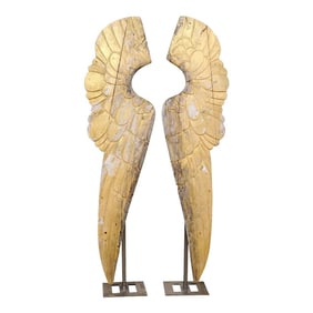 Large Mid 20th Century Gilt Wings on Stands - A Pair