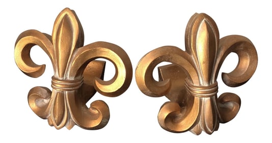 1970s Neoclassical Fleur De Lis Wooden Rod Holders