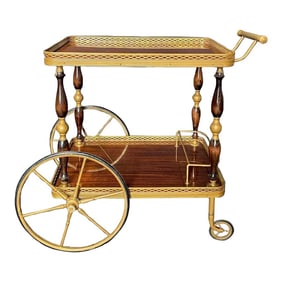 French Midcentury Modern Bar Trolley or Bar Cart With Brass and Formica