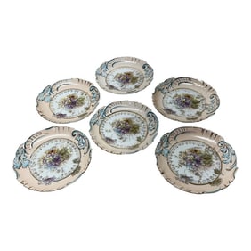 French Style Porcelain Floral Dessert Plates - Set of 6