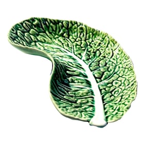 Bordallo Pinheiro Green Cabbage Ware Crescent Shaped Salad Plate - Vintage