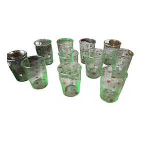 1970s Collection of 11 Green Glass Cups