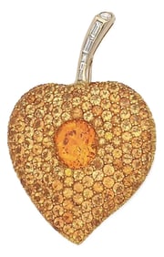 Spessartite and Diamond Brooch by Storied Park Avenue Jewelry Designer Christopher Walling