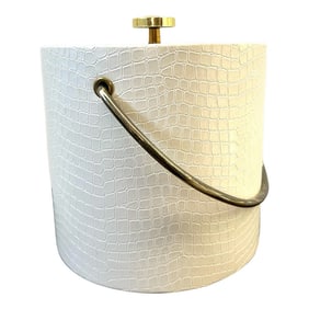 White Faux Alligator or Crocodile Ice Bucket by Kromex