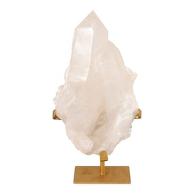 Large Quartz Crystal on Golden Stand