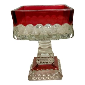 1970s Glass Candy Pedestal Dish