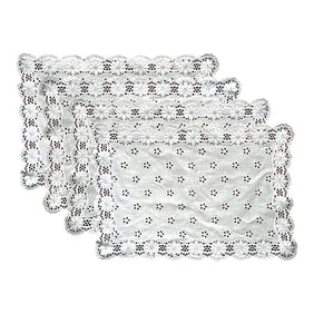 1980s Fine White Cotton Eyelet Scalloped Edge Placemats, Made in Switzerland - Set of 4
