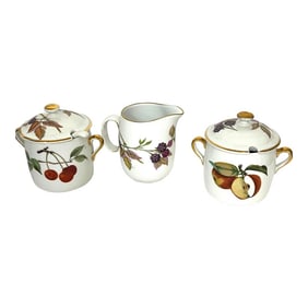 Royal Worcester Evesham Condiment Server, Creamer - Set of 3