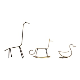 1950s Simon Kops Set of Brass Minimalist Animal Sculptures