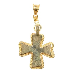 Antique A Byzantine Cross with a Gold Rope Trim