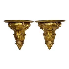 Gilt Wood Carved Wall Sconces Made in Italy