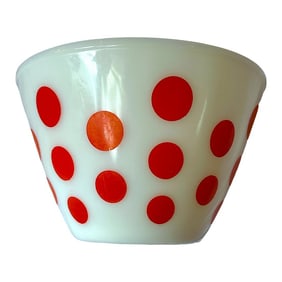 1940s FireKing Red Polkadot on White Mixing or Serving Bowl