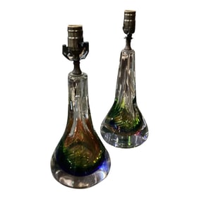 Pair of Swedish Mid-Century Kosta Glass Lamps