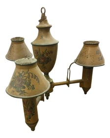 Early 20th Century Small Antique Tole Painted Chandelier