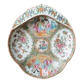 Antique Rose Medallion/Mandarin Shrimp Dish 19th Century